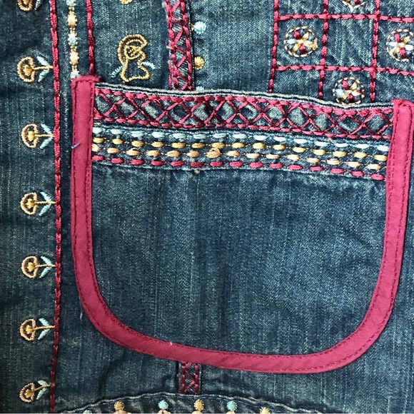 CHICO’S 100% Cotton Embroidered Boho Two Button Up Jacket - Picture 4 of 16